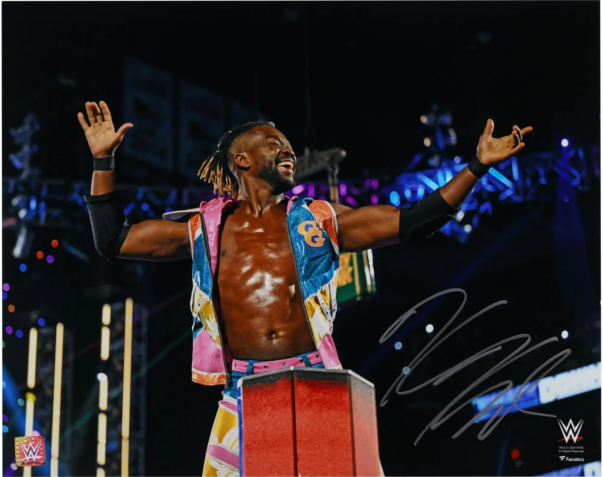 Kofi Kingston WWE Autographed 16" x 20" Standing On Ropes Photograph - Fanatics Authentic Certified