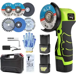 Cordless Brush Angle Grinder Kit, 19500rpm Mini Electric Angle Grinding Tool with 2pcs 16.8V 2000mAh Batteries and 5-Cutting Discs, Grinder Handheld Cutter for Metal Wood