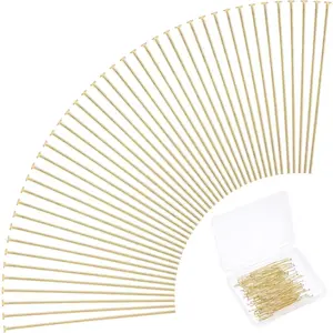 24K  Flat  Pins, 100 count 35mm 304 Stainless Steel  Making Pins 23 Guage Beading Pin Bendable Wire Pin for Earring Pendant Bracelet Necklace  DIY Craft