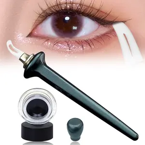 【Best Gift】Eyeliner Tool,Waterproof & Smudge Proof Eyeliners Kit with Black & Brown Cream, Silicone Brush Makeup Eyeliner Applicator Kit, Silicone Eyeliner Tool with Eyeliner Cream, Reusable Eye Liner For Shaky Hands Beginer Makeup Handle Cosmetic