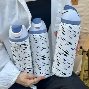 Stainless Steel Insulated Water Bottle, 24oz/32oz/40oz, Dual-Layer Thermal Cup, Vacuum Insulated Tumbler, Straw & Direct Drink Spout, Travel Mug, Gift Idea