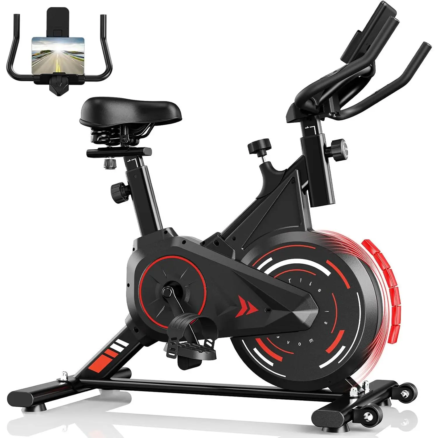 Exercise Bike for Home, Indoor Cycling Spin Bike, Digital Monitor, Infinitely Adjustable Resistance, Heavy-Duty Frame, Quiet Belt Drive, Adjustable Seat and Handlebar, 350 LBS Capacity, Stationary Bike for Home Gym Cardio Workout