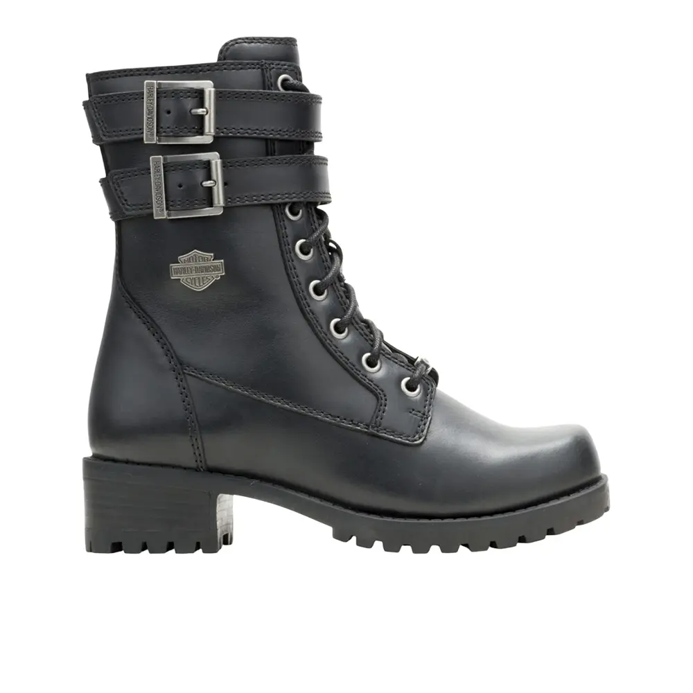 Harley-Davidson Footwear Womens Leyton Motorcycle Casual Boots Ankle Low Heel 1-2" - Black