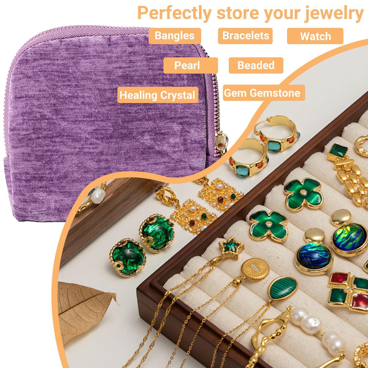 Fashionable Solid Color Jewelry Storage Bag, Luxury Tassel Zipper Pouch, Portable Travel Case for Rings Necklaces Bracelets, Soft Velvet Anti-Tarnish Organizer, Compact Gift for Women