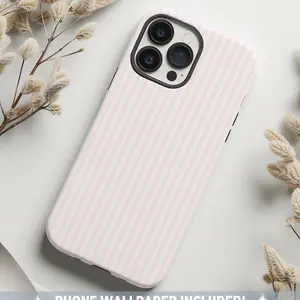 Coastal Pink Phone Case, Aesthetic Pink Striped Phone Case, Summer Phone Case Preppy Phonecase Beachy, Stylish Minimalist Striped Phone Case - Compatible with 17 Air 16 15 14 13 12 11 Pro Max Plus Promax & Samsung 22-25 Ultra Plus Fe EDGE