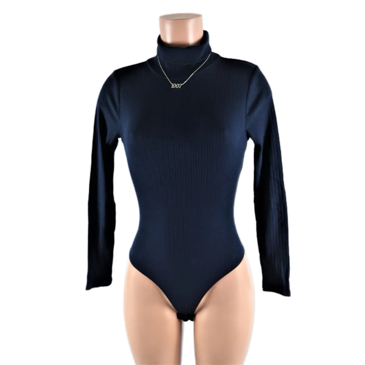 Women's Turtleneck Ribbed BodySuit Long Sleeve - Comfortable Cotton Material Stretchy Fit Womenswear