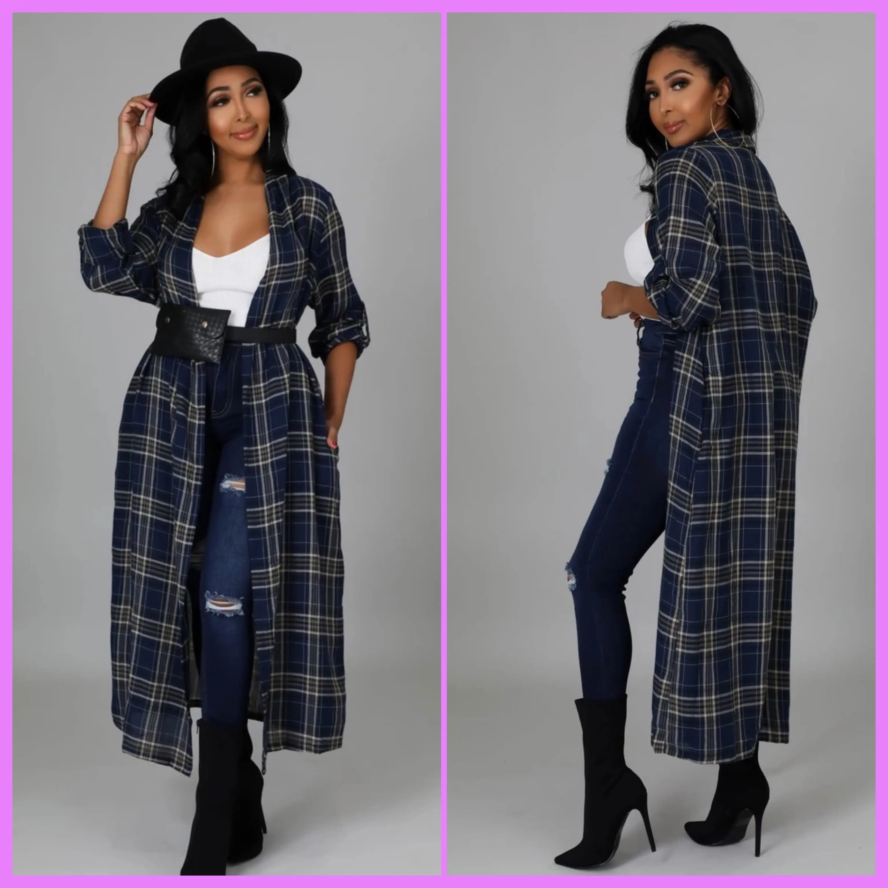 Kauna Rich Plaid Long Duster from the Couture Vault