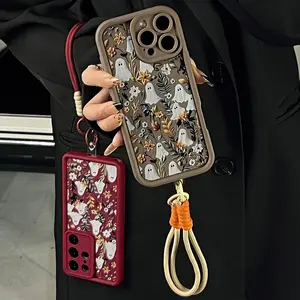 Halloween Cute Ghost Spooky Garden/Flower for iPhone Samsung Galaxy cases iPhone 17Pro Max Air 16 15Plus 14 13 12 11 XR XS S26 S25 S24 S23 S22 S21 Phone Case Soft TPU BumperDrop Protaection Rugged Durable Back Cover for Girl gifts.YW02