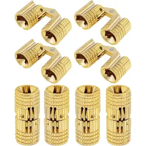 8Pcs 8 mm Hidden Brass Barrel Hinges, 180 Degree Opening Angle Concealed Furniture Hinges for DIY Jewelry Box Hand Craft (8, 8mm)