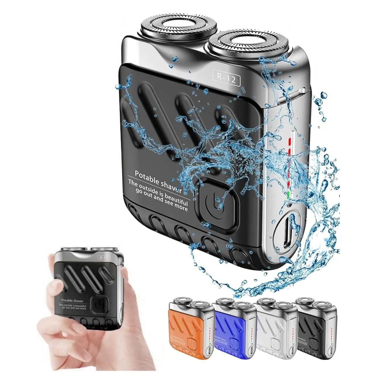 Nectarbellis Mini Electric Beard Shaver – Waterproof & Comfortable Double-Ring Magnetic Cutter, One-Button Long Lasting for Travel & Daily Use, Skin-Friendly Washable Rechargeable, Compact Portable Facial Matte Smooth, Shaving Products, Fathersdaygift