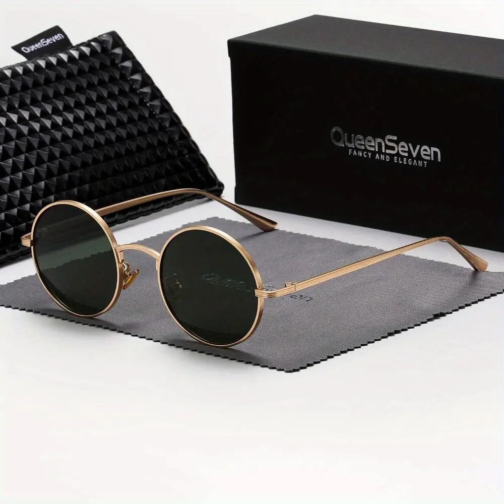 QueenSeven unisex polarized retro round frame outdoor travel sunglasses UV400