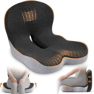 2026 New Upgraded Non-Slip Memory Foam Seat Cushion with Lumbar Support for Back Pressure Relief Office Chair Car Seat Sciatica Pad Adjustable Strap for Desk Gaming Chair