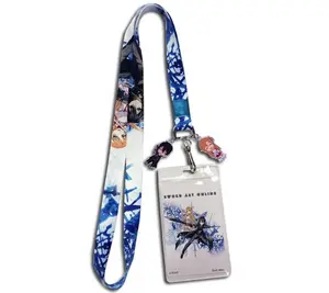 Sword Art Online - Kirito & Asuna Blue Keychain Lanyard ID Badge Key Strap
