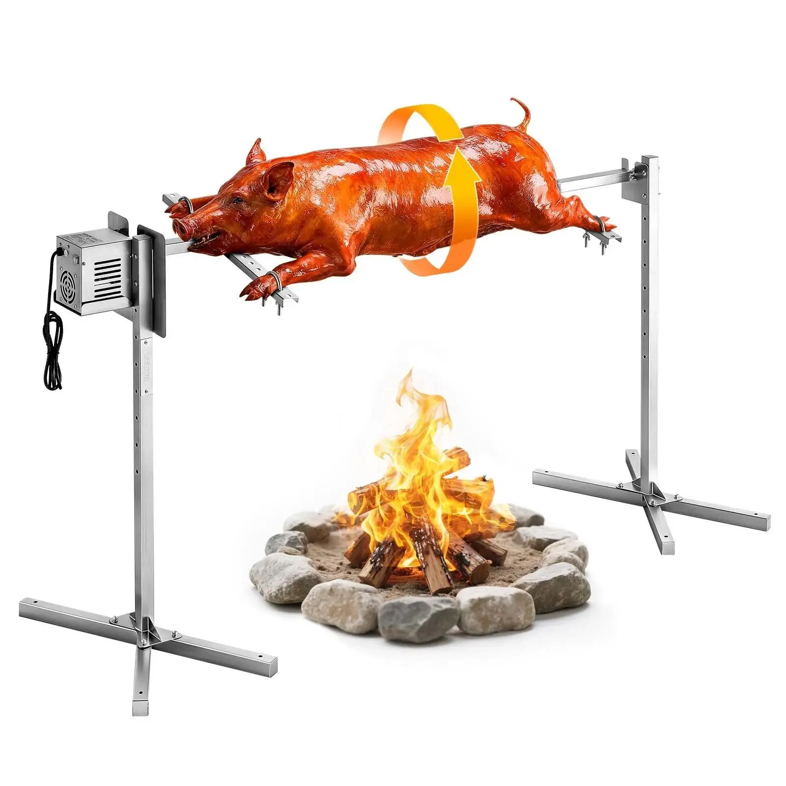 VEVOR Rotisserie Grill, AC120V 8 Level Height Electric Rotisserie Grill Kit, BBQ Grills Rotisseries Kit with 88 lbs Load Capacity, 38W Motor, Stainless Steel Automatic Grilling Kits for Parties