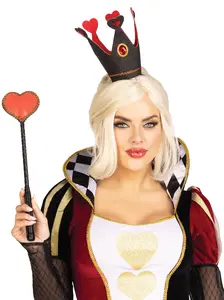 Royal Crown Headband & Heart Scepter Matching Costume Accessories - Comfortable Cosplay Hair Accessory Set