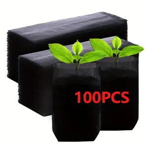 100pcs Thick Non-Woven Fabric Seedling Bags, Greenhouse Germination Pots, Outdoor Plant Flower Cultivation Pots, Multi-Size Seedling Propagation Bags