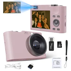 64MP Dual-camera fully automatic digital camera with Free 32GB SD Card, 16X Digital Zoom Camera, Portable Mini Camera for Teenagers Students Boys Girls, Point and Shoot Camera for Gifts, Tech Gadgets, Gift,  Retro, Camera Keychain with Filters, vintage