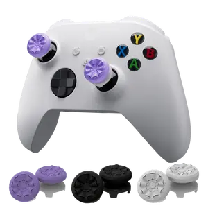 Professional Thumbstick Grips for Xbox One and Xbox Series X Controller, Joystick Rubber Game Accessories, 4-PRONG SECURITY, 2 Professional Thumbsticks, 1 High-Rise, 1 Mid-Rise, Purple Black White GripTech