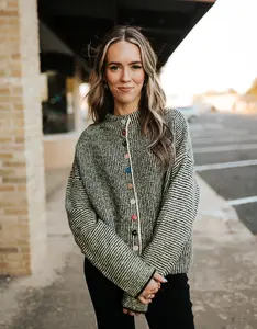 Black Lime Striped Cardigan MSW11250