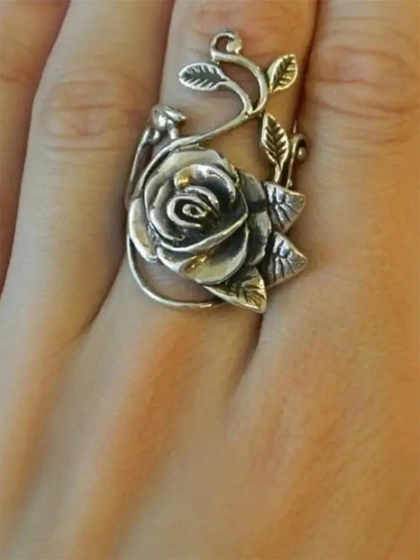 Vintage Flower Rose Design Cuff Ring, Acquired Style Ring, 2024 New Fashionable Jewelry Fashion Accessories for Women, Girl's Temperament All-match Accessory, Valentine's Day, Gift, Jewelry Rings, Beautiful Rings