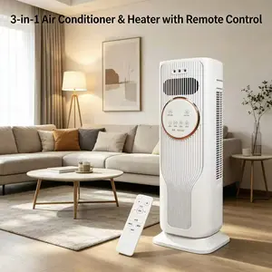 Bladeless Air Cooler Heater All-in-One | Fresh Air Supply 3-Speed Portable Fan with Air Purification, Remote Control, 12H Timer for Home Bedroom