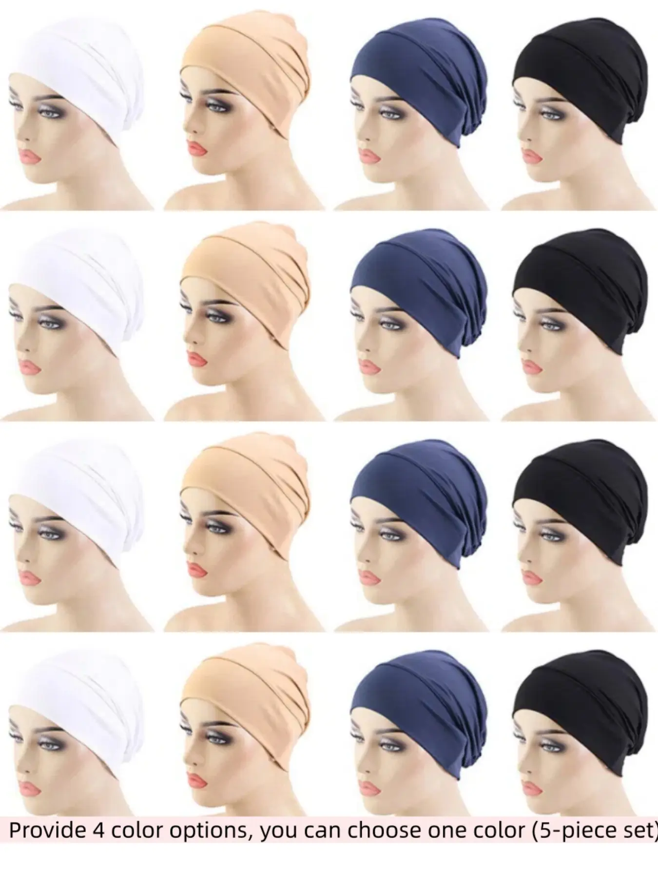5pcs Thin Muslim Headscarf, Head Wraps, Hijab Undercap, Anti-Hair Loss Cap, Slip-On Design, Sealed Packaging, Comfortable Fashion, Suitable for Daily Wear