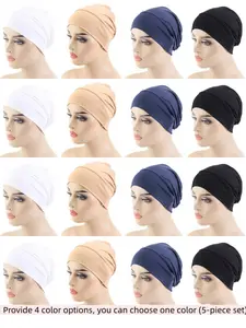 5pcs Thin Headscarf, Anti-Hair Loss Cap, Slip-On Design, Sealed Packaging, Comfortable Fashion, Suitable for Daily Wear