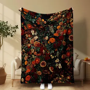 Floral Pattern Blanket, Soft Comfortable Throw Blanket, Cool Bedroom Bedding Blankets, Warm Napping Blanket For Home Office Travel Camping