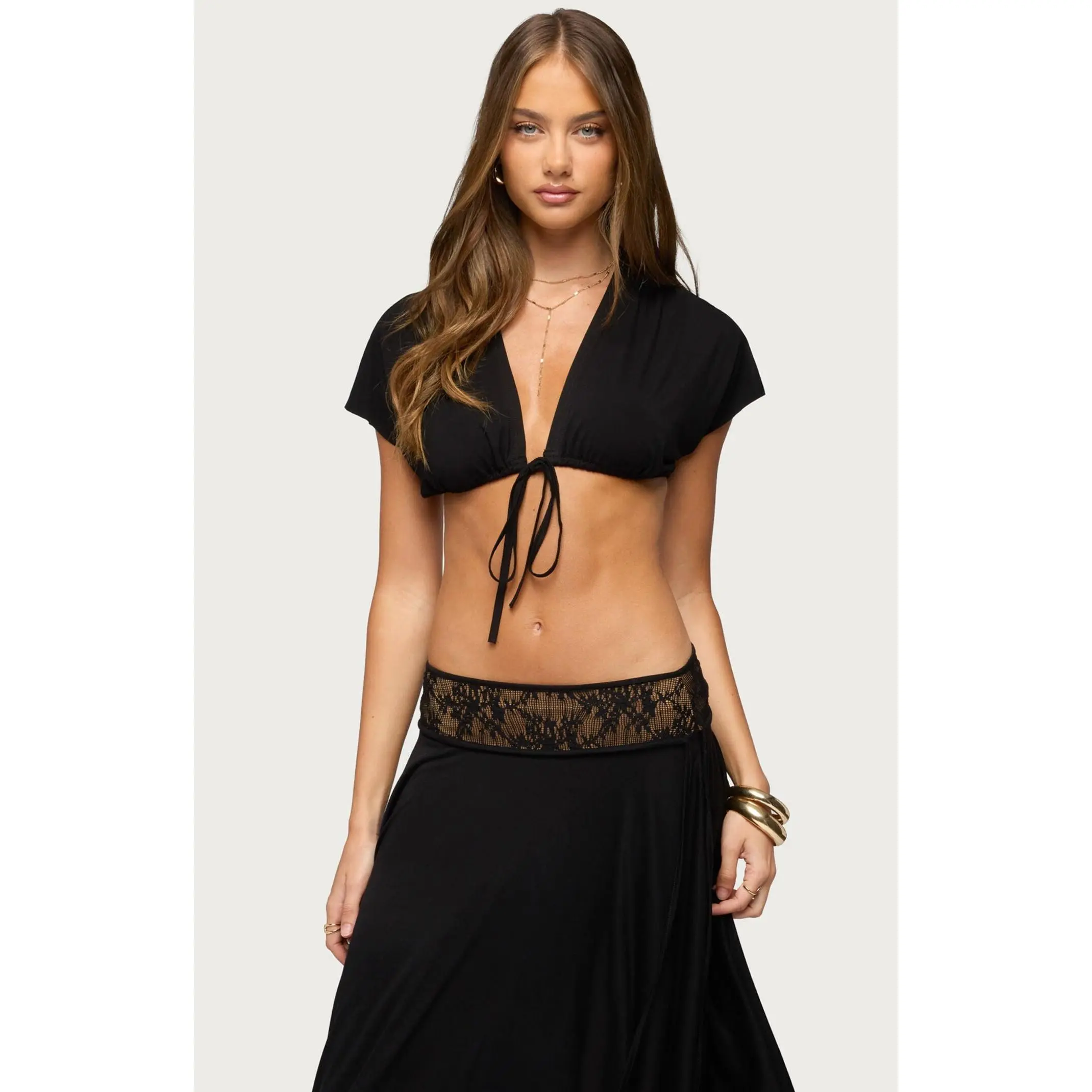 Edikted Women's Kaylea Tie Front Crop Top