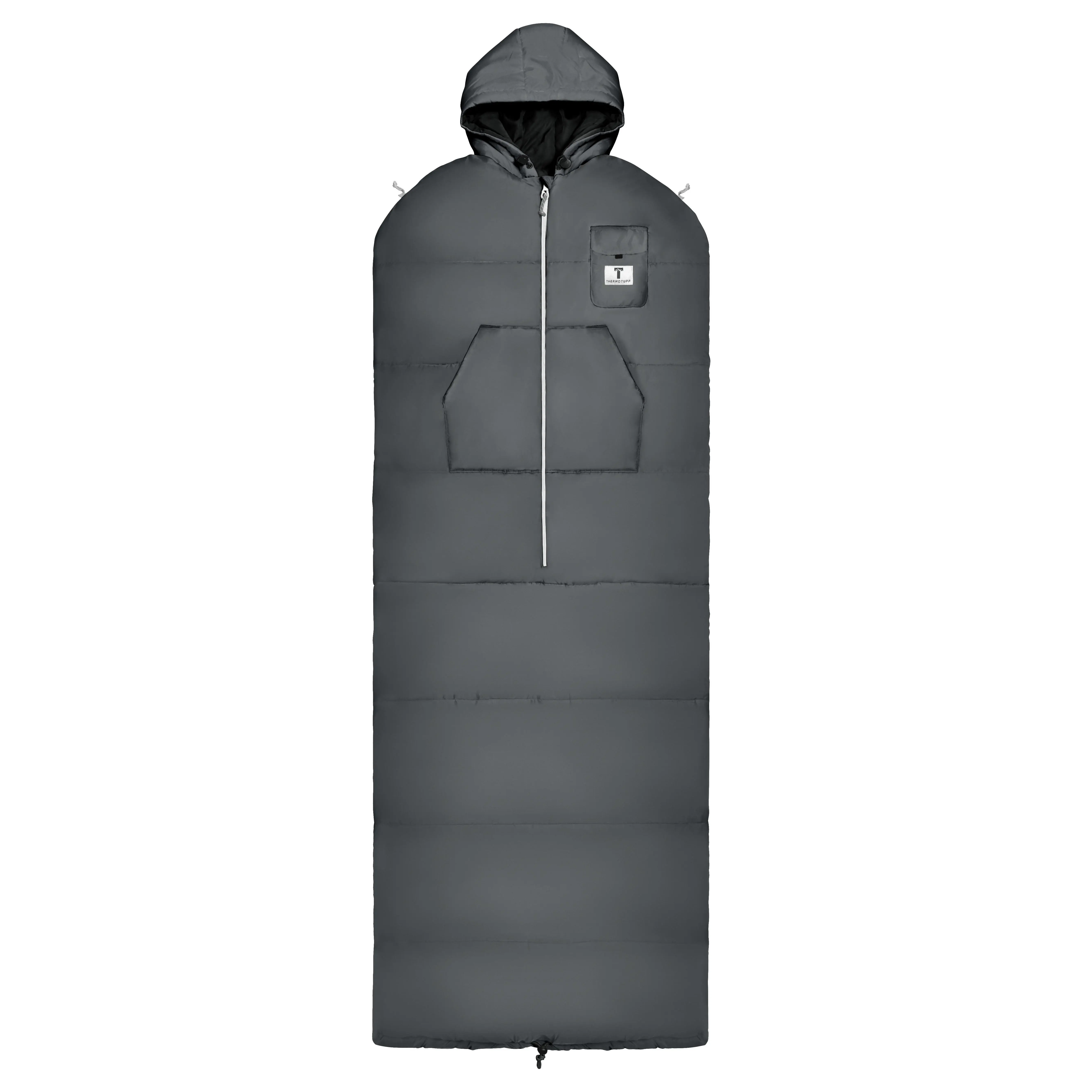 Grey Fur Lined Sleevless Sleeping Bag Jacket L-XXL