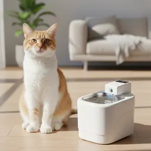 Wireless Cat Water Fountain, 30-Day Battery Operated Motion Sensor Pet Fountain, 67oz/2L Ultra Quiet Auto Water Dispenser for Cats & Dogs