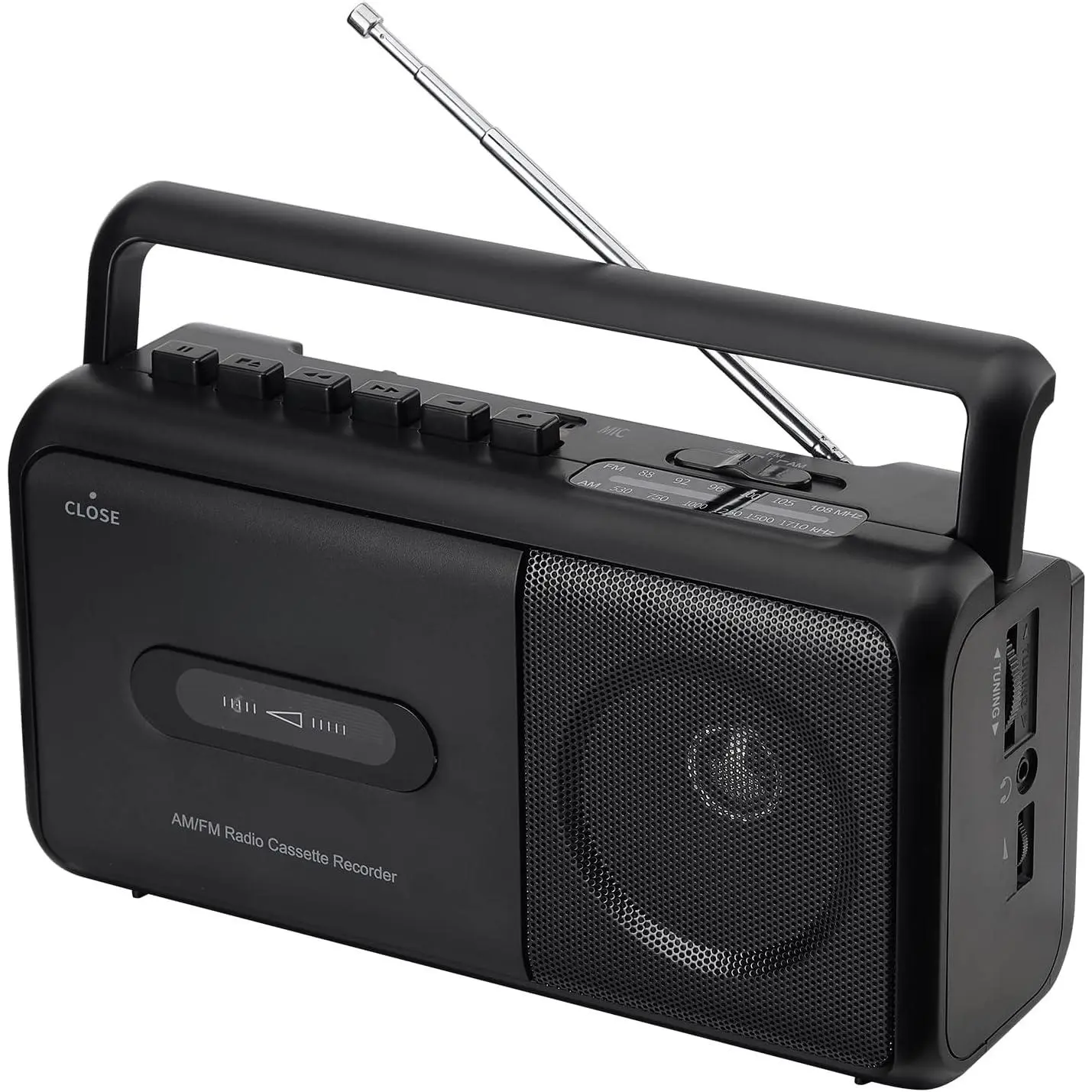 Portable Cassette Player Boombox AM/FM Radio Stereo, Casette Tape Player Recorder with Earphone Jack  Operated or AC