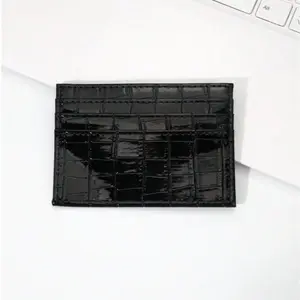 Slim Croc Pattern Card Holder Wallet for Men & Women – Minimalist PU Leather Front Pocket Wallet, Lightweight Everyday Carry Design, Holds Cards Cash & ID, Thin Compact Wallet for Daily Use, Travel, Work, Gifts – Black Red