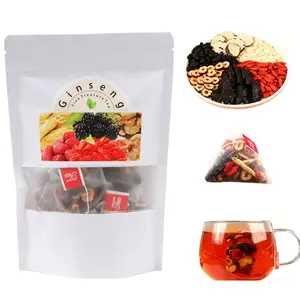 Natural Ginseng Five Treasures Herbal Tea Set, Red Date & Goji Berry Mulberry Leaf Blend, 20/30/60 Tea Bags, Health Beverage for Adult