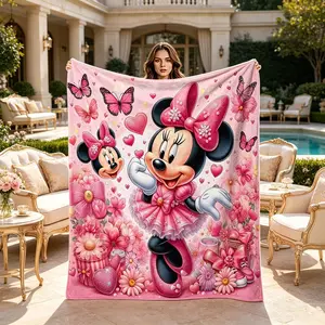 Minnie Butterfly Heart Print Soft Cozy Blanket, Modern Flannel Sofa Throw, Holiday Gift, Wall Hanging, Bedspread, Outdoor Travel Multifunctional Rug