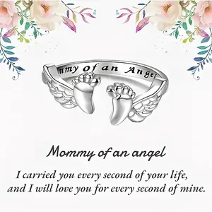 SGGUI Loss Mommy of an Angel Memorial Jewelry - Adjustable Ring Memorial Jewelry Sympathy Gift for Women Mom