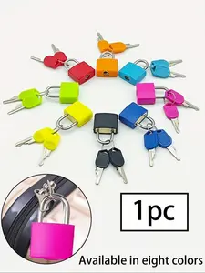 1pc Portable Color Plastic Lock Luggage Padlock, Padlock With 2pcs Key, Colored Casing/23mm Zinc Alloy/Tsa Approved Luggage Lock, Sturdy Padlocks For Suitcases, Metal Keyed Lock For Travel Bags, Brass lock cylinder, Secure lock, Security Lock