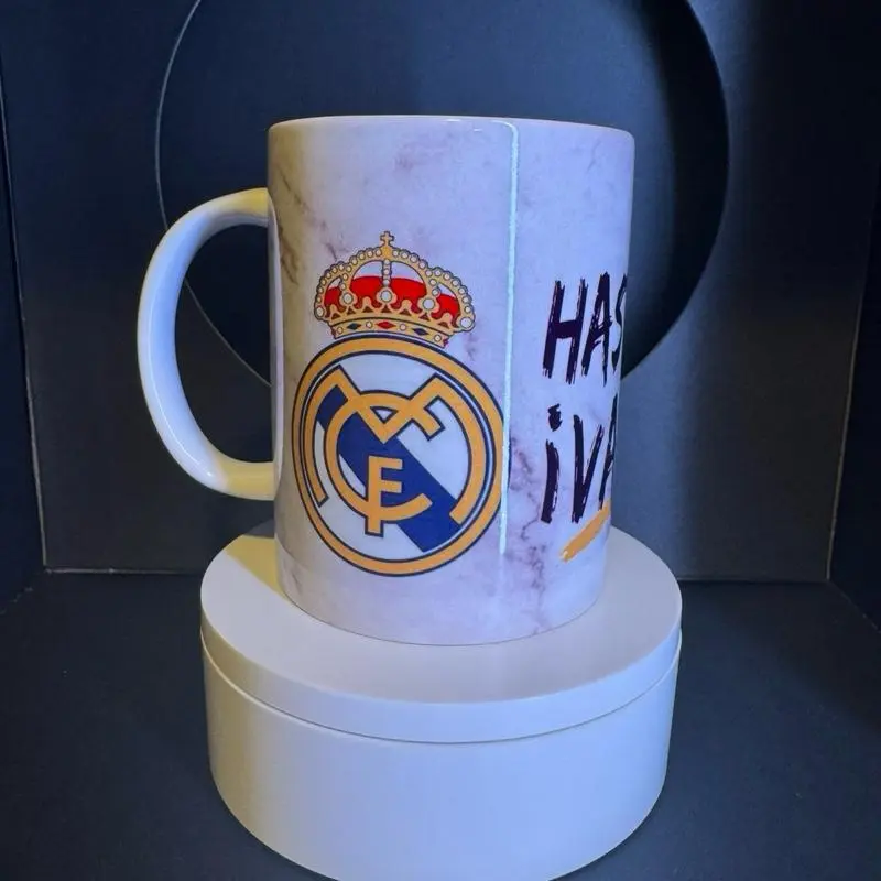 Sports Collectibles 15oz Reusable Ceramic Coffee Mug - Washable Tumbler with "Hasta El Final Vamos Real" Design, Print Lasts Bright, Perfect Gift for Football Fans, Ideal for Collectors