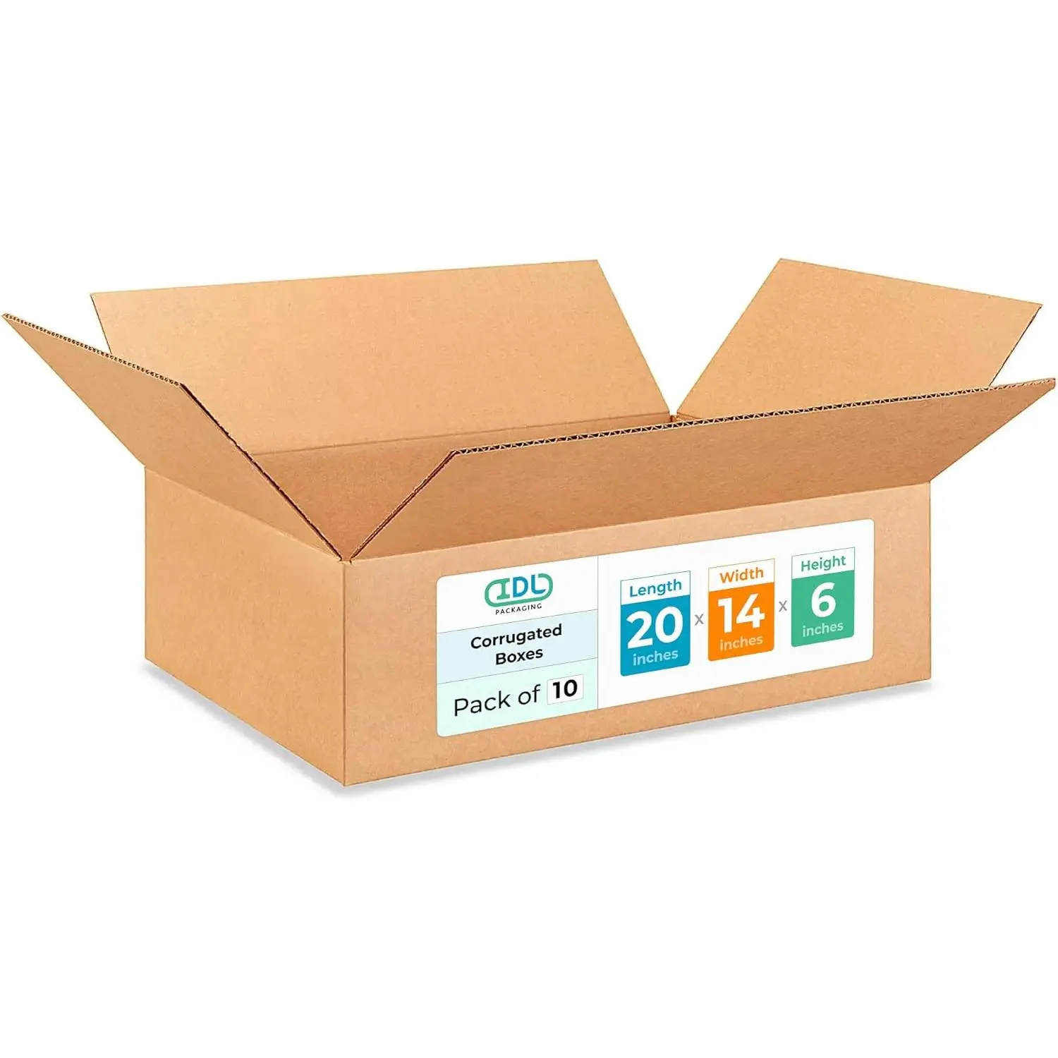 Large Shipping & Moving Boxes 20x14x6 inches (10-Pack) - Extra Strength 200 lb vs Regular - Corrugated Moving Boxes for USPS/UPS/FEDEX - Lasting Cardboard Box - Large Box by IDL Packaging