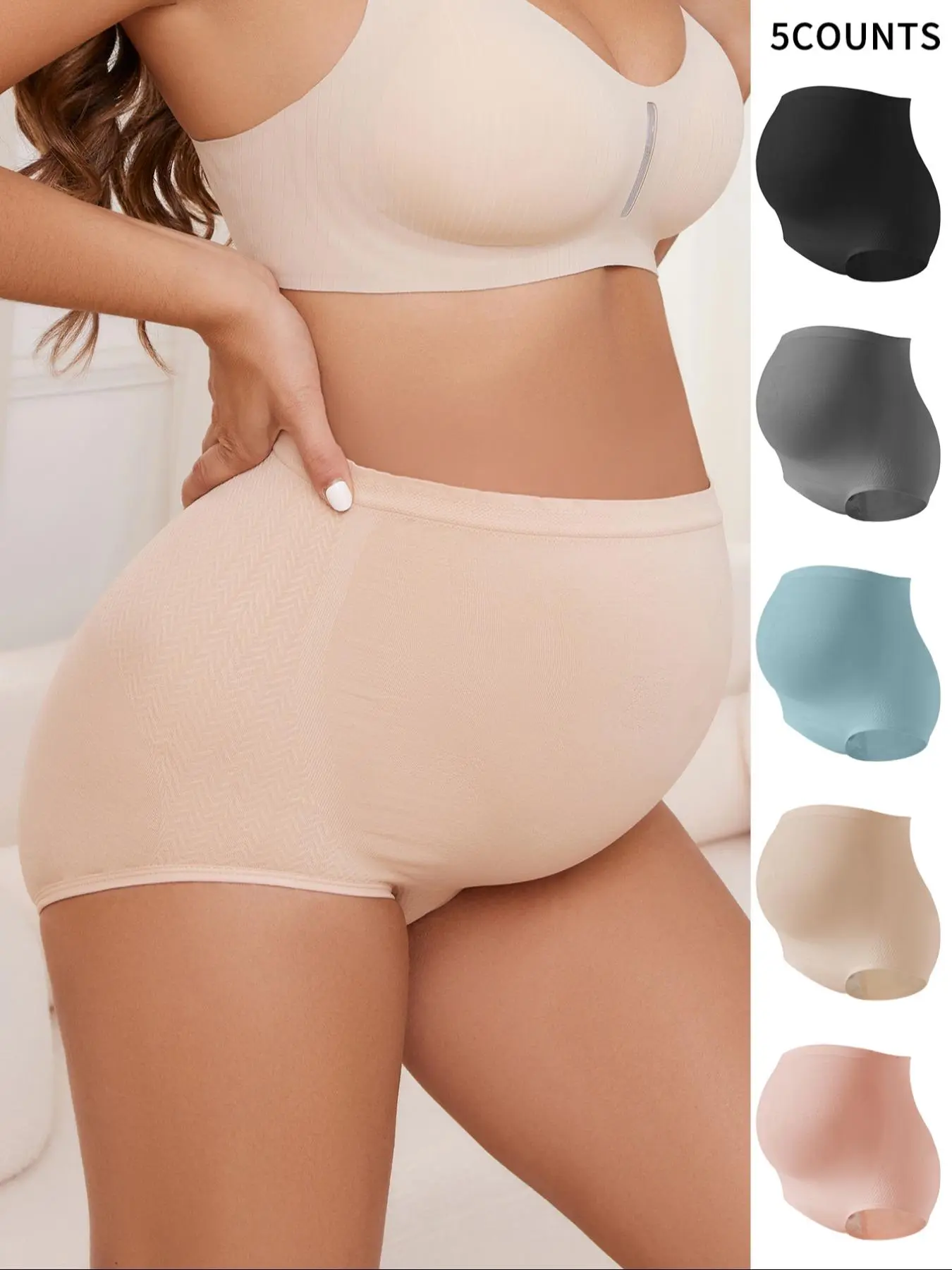 Maternity Solid Color Boyshorts, Comfy Breathable Panty for Pregnancy & Postpartum, Belly Pregnancy Underwear, Maternity Underwear for All Seasons, Postpartum Maternity Panties, Maternity Undies