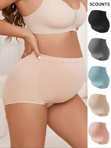 Maternity Solid Color Boyshorts, Comfy Breathable Panty for Pregnancy & Postpartum, Belly Pregnancy Underwear, Maternity Underwear for All Seasons