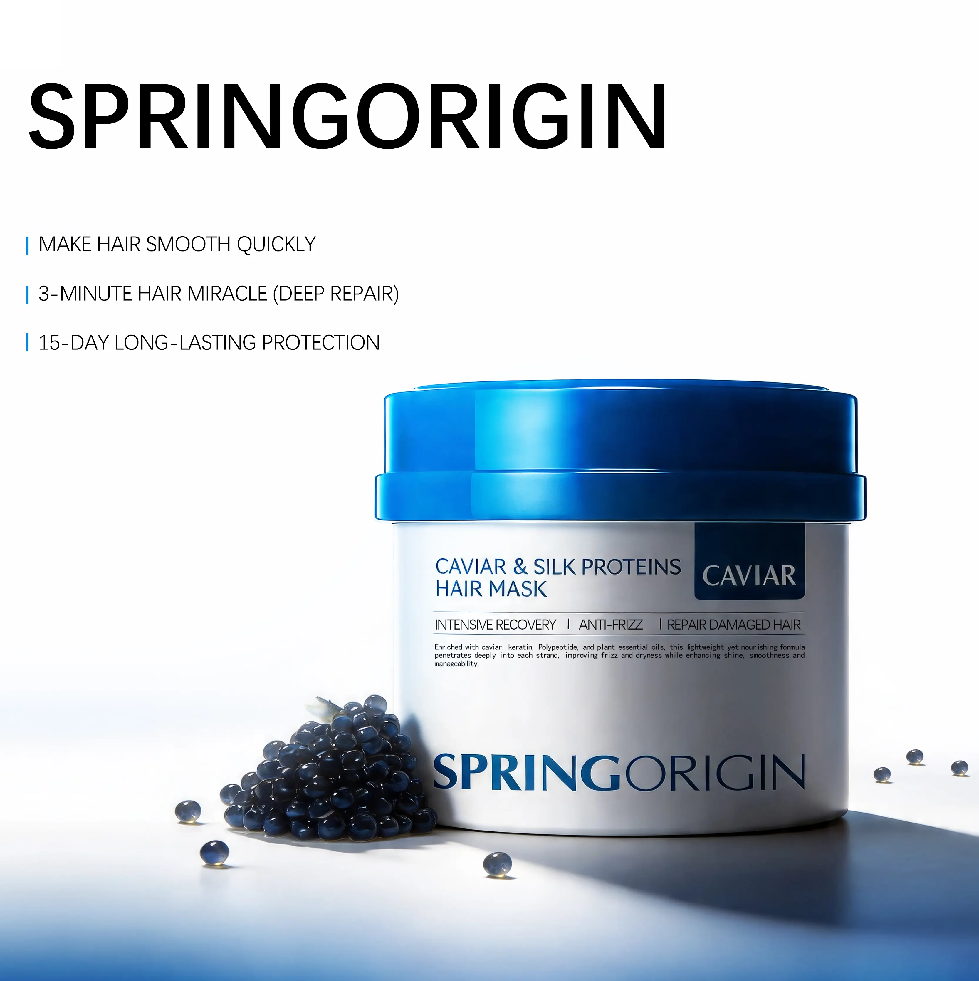 Springorigin Collagen Hair Mask – Repairs dry and damaged hair – Deep nourishment and intense shine, intensive deep repair treatment for all hair types, Plex Forte for hair, Ideal for straight hair #Summervibes②