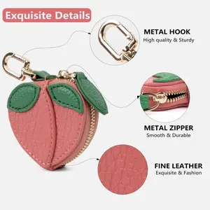 Fruit Series Coin Purse Keychain Bag Mini Fruit Pouch - Minimalist Fresh Peach Design Gift Pendant Glitter Cherry Bag Charm with Key Ring Glitter Cherry Bag Charm with Key Ring miniwallet giftideas giftforher fashion