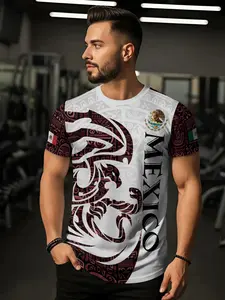 Mexico Aztec Pyramid Heritage Pride Warrior Spirit Shirt, Fitted Short Sleeve Top, Letter Pattern, All Seasons Wear, Casual Fashion