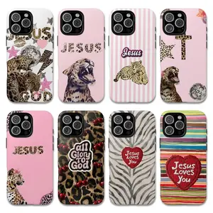 Christian Leopard Print Tough Phone Case – Elegant Faith Statement, Neutral Luxury Style for iPhone 17 16 15 14 13 12 Pro Max