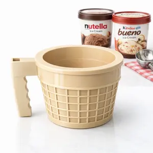 Ice Cream Holder for 14oz Cups with Handle, Spoon Slot