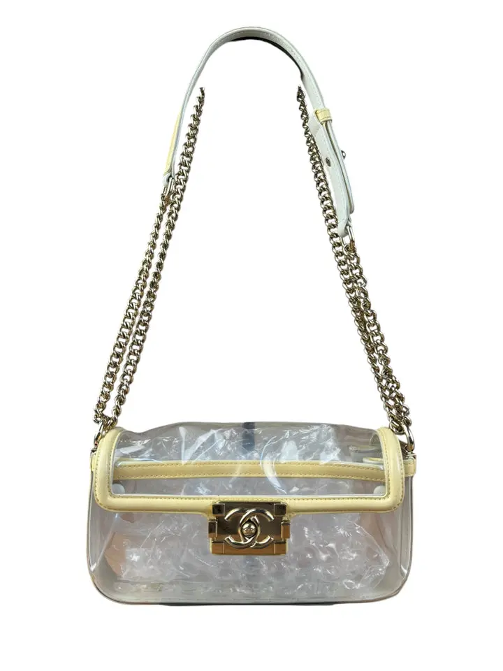 Pre-owned CHANEL PVC Shoulder Bags Yellow Clear Classic Chain Flap Bag 2012