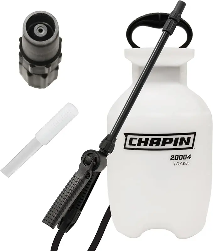 Gallon Lawn and Garden Pump Pressured Sprayer, for Spraying Plants, Garden Watering, Weeds and Pests, Polypropylene, Translucent White
