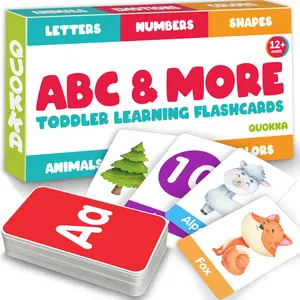 QUOKKA 60 Learning Flash Cards for Toddlers | ABC, Numbers & Animals