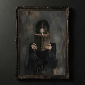 Vintage Victorian Woman Reading Bookish Canvas Posters, 1 Count Dark Academia Decor, Aesthetic Room Decor, Vintage Wall Art, Wall Picture for Living Room, Hallway, Bedroom